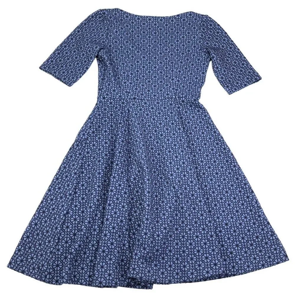 BODEN Floral Jacquard A-Line Dress Size 2 Petite Blue